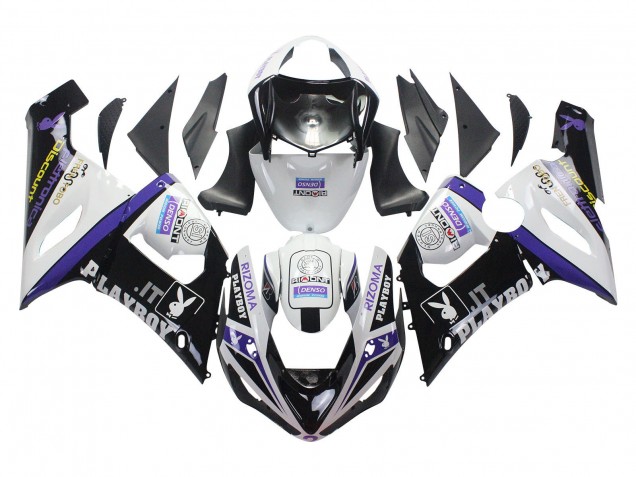 Compra Carenados Moto Kawasaki ZX6R 2005-2006 - Blanco Púrpura Negro Rizoma Playboy DENSO