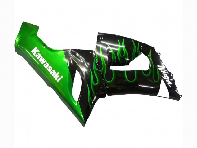 Compra Carenado Moto Kawasaki ZX6R 2005-2006 - Negro Brillante Verde Llama