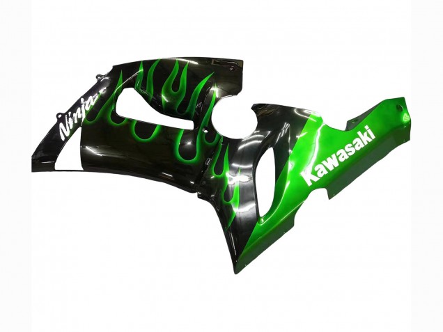 Compra Carenado Moto Kawasaki ZX6R 2005-2006 - Negro Brillante Verde Llama