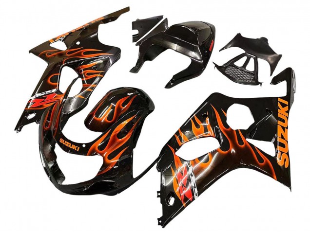 Compra Carenados Moto Suzuki GSXR1000 2000-2002 - Negro Brillante Naranja Llama