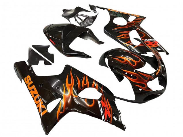 Compra Carenados Moto Suzuki GSXR1000 2000-2002 - Negro Brillante Naranja Llama
