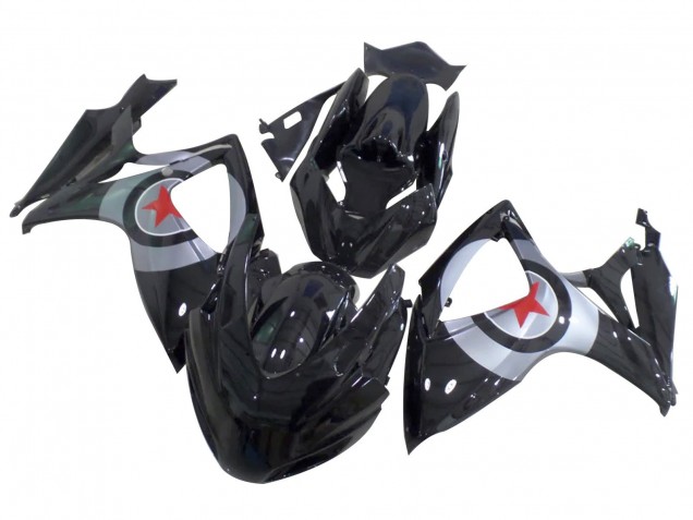 Compra Carenados Moto Suzuki GSXR 600 / GSXR 750 2004-2005 - Negro Brillante Plata Rojo Estrella