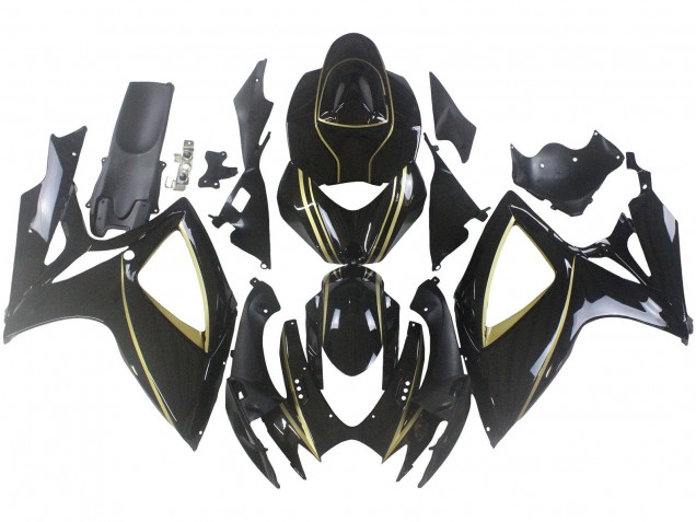 Compra Carenados Moto Suzuki GSXR 600 / GSXR 750 2006-2007 - Negro Brillante Oro Raya