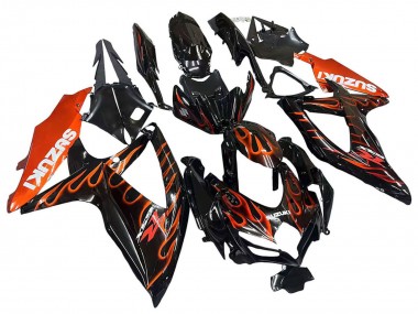 Compra Carenados Moto Suzuki GSXR 600 / GSXR 750 2008-2010 - Negro Brillante Naranja Llama