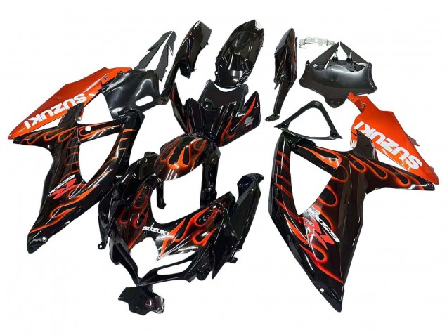 Compra Carenados Moto Suzuki GSXR 600 / GSXR 750 2008-2010 - Negro Brillante Naranja Llama