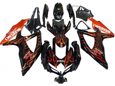 Compra Carenados Moto Suzuki GSXR 600 / GSXR 750 2008-2010 - Negro Brillante Naranja Llama