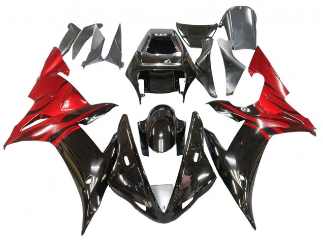 Compra Carenados Moto Yamaha YZF 1000 R1 2002-2003 - Negro Brillante Rojo Llama