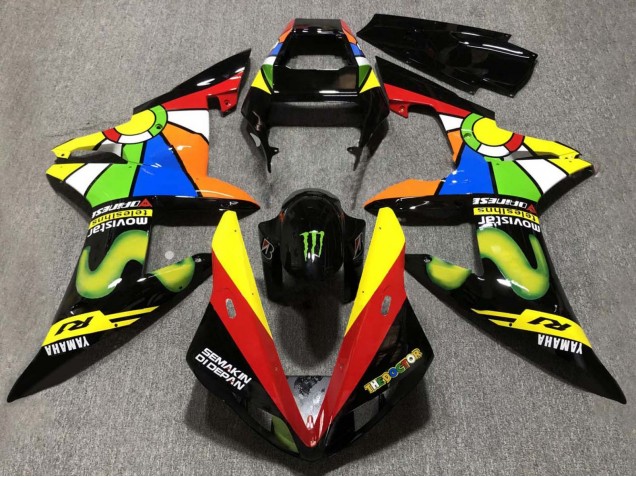 Compra Carenados Moto Yamaha YZF 1000 R1 2002-2003 - Negro Brillante Rojo Amarillo Verde Movistar Semakin Didepan