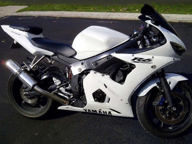 Compra Carenados Moto Yamaha YZF R6S 2006-2009 - Blanco Negro Calcomanías