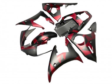 Compra Carenados Moto Yamaha YZF 600 R6 2005 - Negro Mate Rojo Geométrico