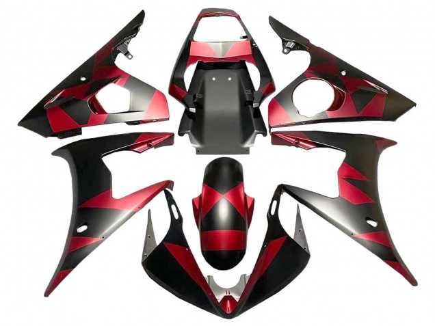 Compra Carenados Moto Yamaha YZF 600 R6 2005 - Negro Mate Rojo Geométrico
