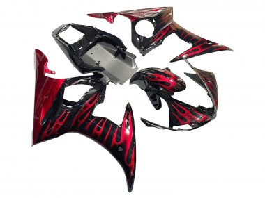 Compra Carenados Moto Yamaha YZF 600 R6 2005 - Negro Rojo Llama