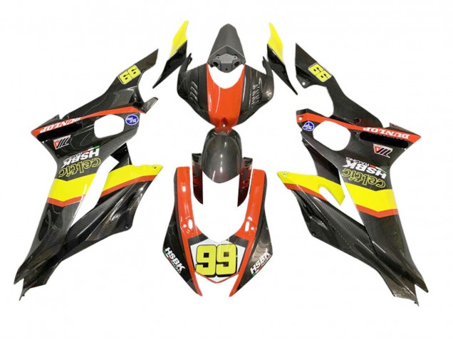 Compra Carenados Moto Yamaha YZF 600 R6 2008-2016 - Amarillo Naranja Negro FibraCarbono Estilo