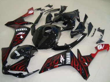 Compra Carenados Moto Yamaha YZF R1 2007-2008 - Negro Brillante Rojo Llama