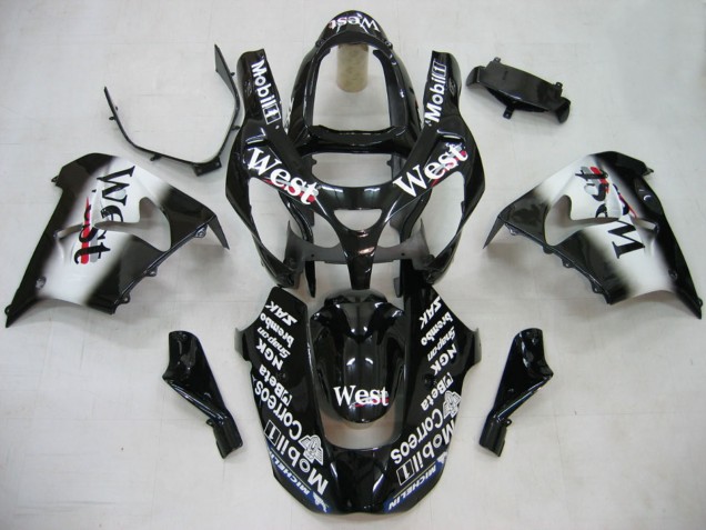 Compra Carenados Moto Kawasaki ZX9R 2000-2001 - Negro Brillante Blanco West