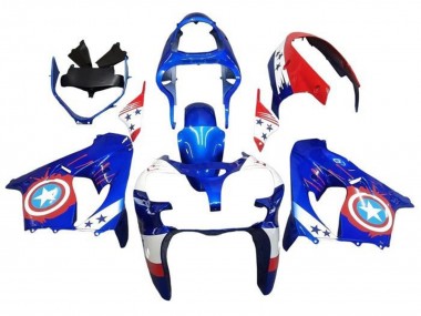 Compra Carenados Moto Kawasaki ZX9R 2000-2001 - Azul Rojo Captain America Estrella