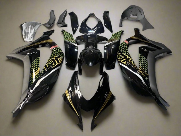 Compra Carenados Moto Kawasaki ZX10R 2016-2020 - Negro Brillante Oro Honeycomb