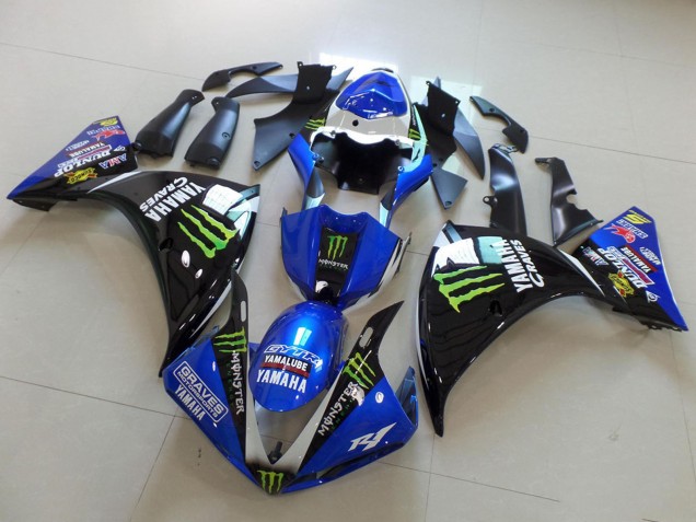 Compra Carenados Moto Yamaha YZF R1 2012-2014 - Azul Blanco Negro Brillante Verde Graves Yamalube Monstruo