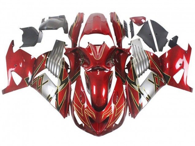 Compra Carenados Moto Kawasaki ZX14R ZZR1400 2006-2011 - Rojo Plata Negro Oro