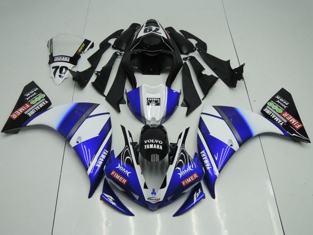 Compra Carenados Moto Yamaha YZF R1 2012-2014 - Blanco Azul Negro Brillante Volvo Fimer Yamalube