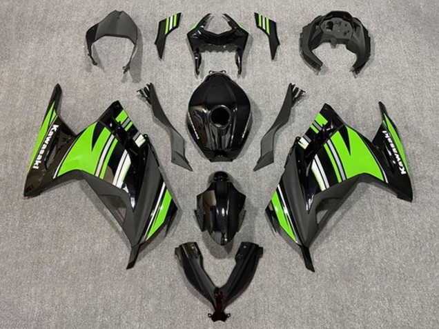 Compra Carenados Moto Kawasaki EX300 2013-2024 - Negro Brillante Verde Blanco Raya