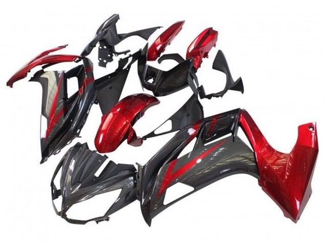 Compra Carenados Moto Kawasaki Ninja 650 EX650 2012-2016 - Rojo Negro Falso FibraCarbono
