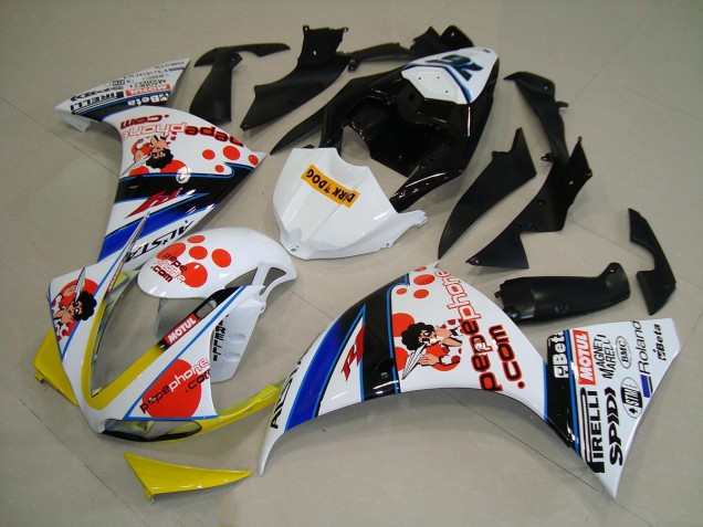 Compra Carenados Moto Yamaha YZF R1 2012-2014 - Blanco Naranja Amarillo Azul Negro Pepe Phone