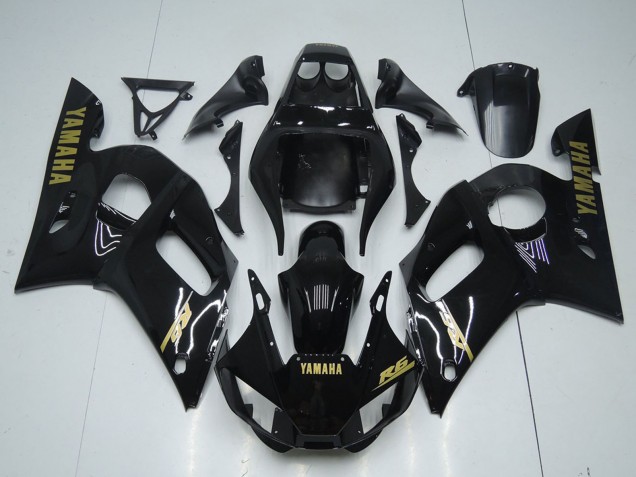 Compra Carenados Moto Yamaha YZF R6 1998-2002 - Negro Brillante Oro Calcomanías