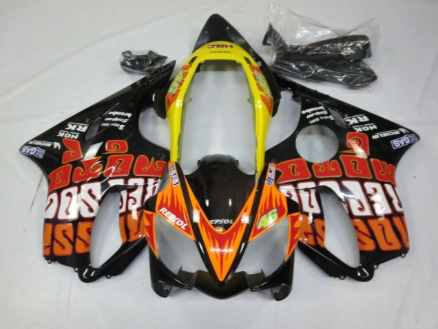 Compra Carenados Moto Honda CBR600 F4i 2004-2007 - Amarillo Naranja Negro Brillante Rossi