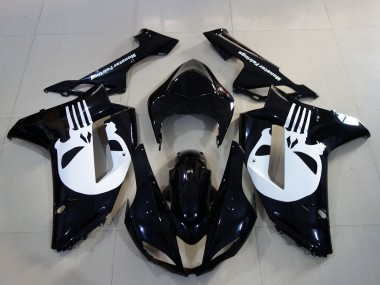 Compra Carenados Moto Kawasaki ZX6R 2007-2008 - Negro Blanco Cráneo