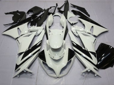 Compra Carenados Moto Kawasaki ZX6R 2009-2012 - Blanco Negro Brillante Raya