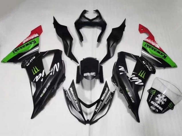 Compra Carenados Moto Kawasaki ZX6R 2013-2018 - Negro Mate Verde Rojo Blanco Monstruo Nieve