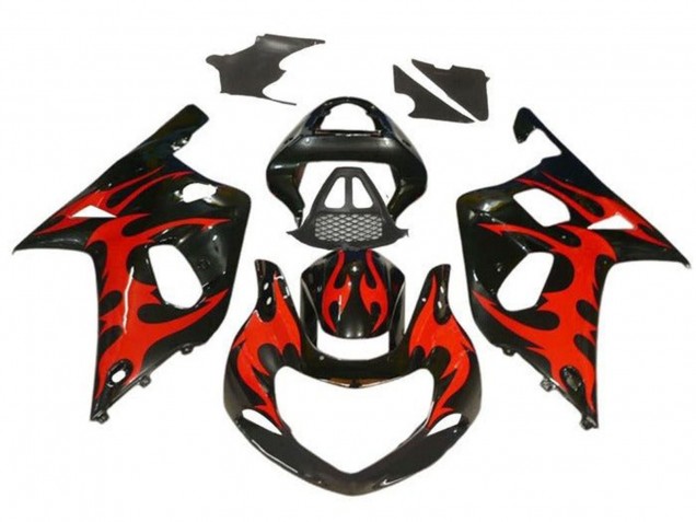 Compra Carenados Moto Suzuki GSXR1000 2000-2002 - Negro Brillante Rojo Tribal