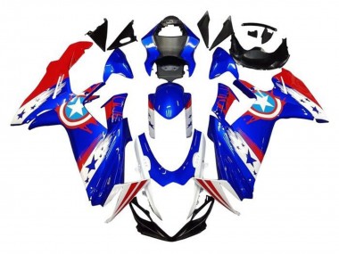 Compra Carenados Moto Suzuki GSXR 600 / GSXR 750 2011-2024 - Azul Blanco Rojo Captain America