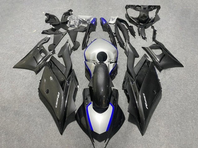Compra Carenados Moto Yamaha YZF R3/R25 2019-2021 - Negro FibraCarbono Estilo Plata Azul
