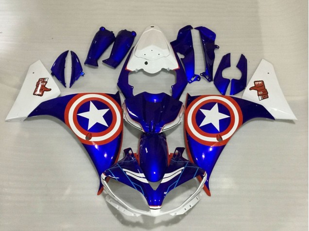 Compra Carenados Moto Yamaha YZF 1000 R1 2009-2011 - Azul Blanco Rojo Estrella Captain America