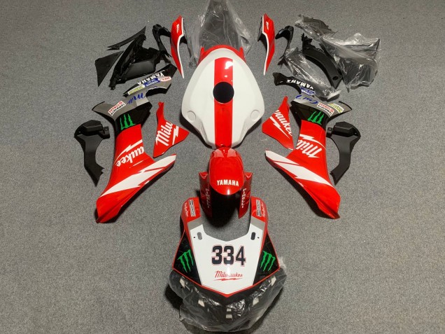 Compra Carenados Moto Yamaha YZF 1000 R1 2015-2019 - Blanco Rojo Negro Verde Monstruo Milwaukee 334