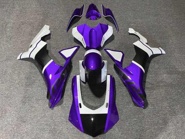 Compra Carenados Moto Yamaha YZF 1000 R1 2020-2025 - Púrpura Blanco Falso FibraCarbono