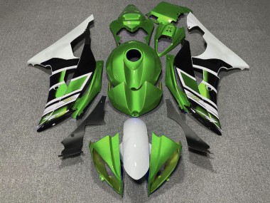 Compra Carenados Moto Yamaha YZF R6 2008-2016 - Blanco Verde Negro Brillante Raya