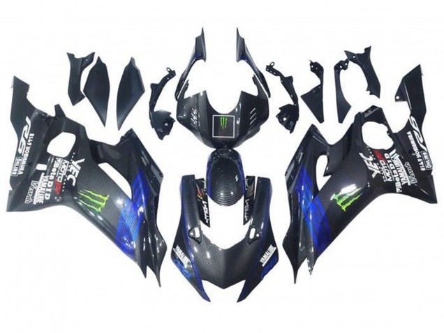 Compra Carenados Moto Yamaha YZF R6 2017-2023 - Azul Negro Falso FibraCarbono Verde Monstruo