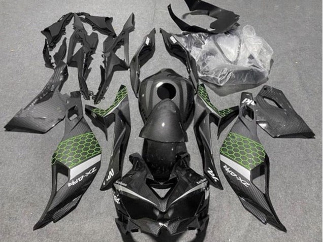 Compra Carenados Moto Kawasaki ZX4R ZX-4RR 2019-2025 - Falso FibraCarbono Verde Gris
