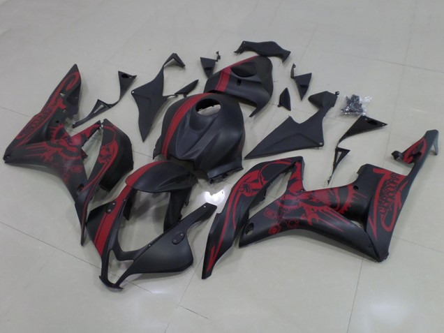 Compra Carenados Moto Honda CBR600RR 2007-2008 - Negro Mate Rojo Cráneo Raya