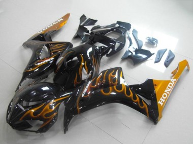 Compra Carenados Moto Honda CBR1000RR 2006-2007 - Negro Brillante Oro Llama
