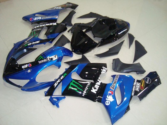 Compra Carenados Moto Kawasaki ZX6R 2005-2006 - Azul Negro Brillante Verde Monstruo