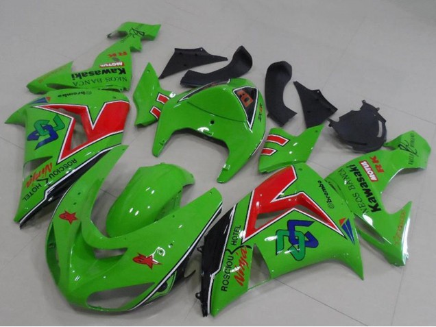 Compra Carenados Moto Kawasaki ZX6R 2005-2006 - Verde Rojo Negro ENEOS Banca