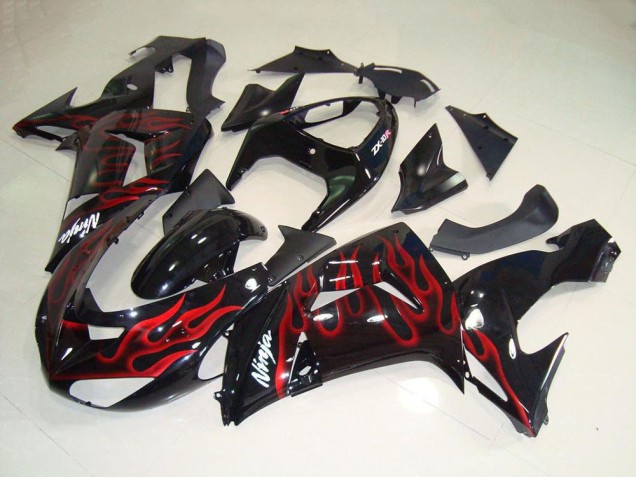 Compra Carenados Moto Kawasaki ZX10R 2006-2007 - Negro Brillante Rojo Llama