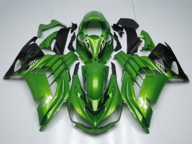 Compra Carenados Moto Kawasaki ZX14R ZZR1400 2012-2024 - Verde Negro Brillante Llama Blanco Ninja