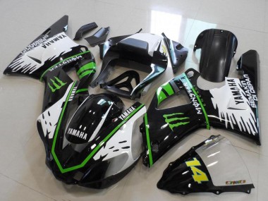 Compra Carenados Moto Yamaha YZF R1 2000-2001 - Negro Brillante Blanco Verde Monstruo