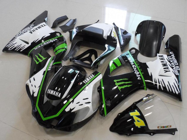 Compra Carenados Moto Yamaha YZF R1 2000-2001 - Negro Brillante Blanco Verde Monstruo