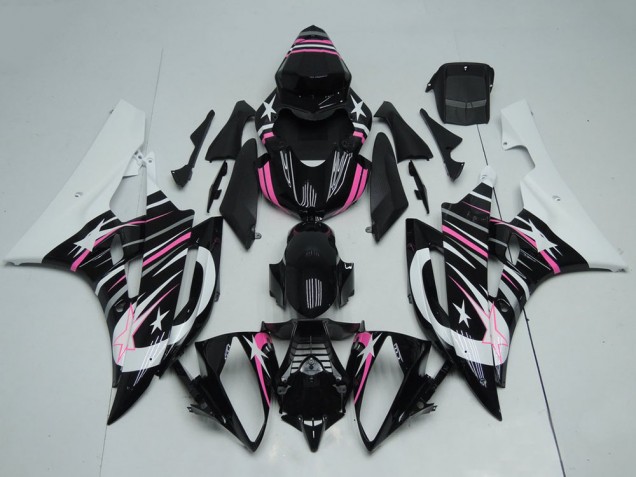 Compra Carenados Moto Yamaha YZF R6 2006-2007 - Blanco Negro Brillante Rosa Estrella Llama